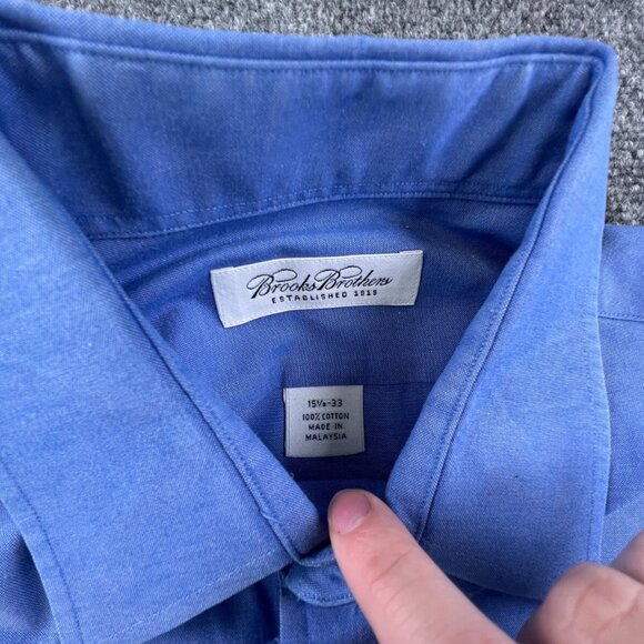Brooks Brothers Long Sleeve Button Up Shirt Mens 15.5 33 Blue Cotton Point - Picture 6 of 11